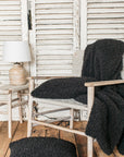Lia Faux Sheepskin Square Cushion Black