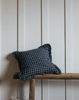 Oli Ruffle Cushion Midnight Grid