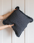 Oli Ruffle Cushion Midnight Grid