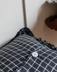 Oli Ruffle Cushion Midnight Grid