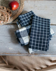 Midnight Grid Linen Set of 4 Napkins