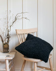 Lia Faux Sheepskin Square Cushion Black