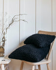 Lia Faux Sheepskin Boudoir Cushion Black