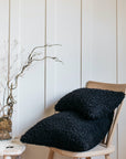 Lia Faux Sheepskin Square Cushion Black