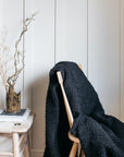 Lia Faux Sheepskin Throw Black
