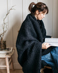 Lia Faux Sheepskin Throw Black