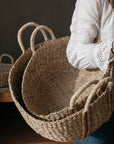 Kurv Oval Seagrass Basket with plaited handles | Small