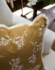 Olive Grove Print Cushion | Mustard