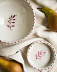 Hand Painted Botanic Olive Dish Bowl - Brick