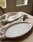 Hand Painted Breton Stripe Oval Plate | Brick