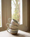 Hand Painted Breton Stripe Tea Cup | Taupe