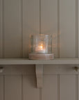 Gingham Check Glass Candle Holder Small