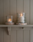 Gingham Check Glass Candle Holder Small