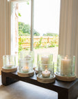 Gingham Check Glass Candle Holder Large