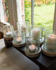 Gingham Check Glass Candle Holder Small