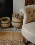 Harbour Stripe Seagrass Belly Baskets | Navy