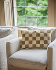 Reversible Chequerboard Cushion | Mustard Brown