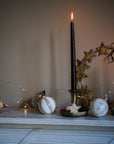 Hand-Painted Baubles with Velvet Ribbon - Taupe