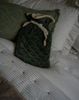Indian Cotton Velvet Bedspread with Pinstripe reverse | Taupe