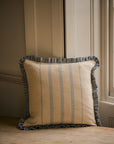 The Rustic Stripe Frilly Edge Cushion 45x45cm | Denim
