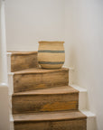 Harbour Stripe Seagrass Belly Baskets | Navy