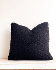 Lia Faux Sheepskin Square Cushion Black