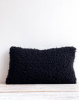 Lia Faux Sheepskin Boudoir Cushion Black