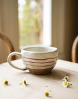 Hand Painted Breton Stripe Tea Cup | Brick