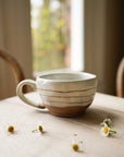Hand Painted Breton Stripe Tea Cup | Taupe