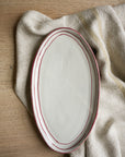 Hand Painted Breton Stripe Oval Plate | Brick