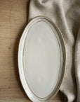 Hand Painted Breton Stripe Oval Plate | Taupe