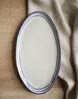 Hand Painted Breton Stripe Oval Plate | Ink