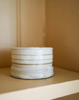 Hand Painted Breton Stripe Tea Light/Dip Bowl | Taupe