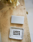 Hand Painted Breton Stripe Soap Dish | Taupe