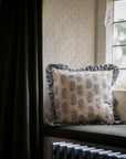 Blockprint Flower Cushion | Denim