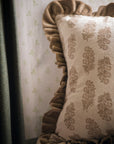 Blockprint Flower Cushion | Taupe