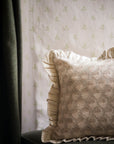 Block Print Frill Cushion | Taupe