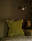 Indian Cotton Velvet Cushion | Lichen