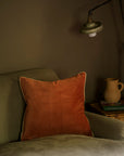 Indian Cotton Velvet Cushion | Rust