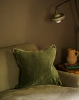 Indian Cotton Velvet Cushion | Moss