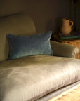 Indian Cotton Velvet Cushion | Fjord Blue