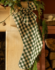 The Bow Stocking - Gingham in Pine Green
