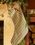 The Pocket Ruffle Stocking - Stripe in Pine Green