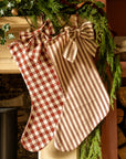 The Bow Stocking - Stripe in Winter Berry