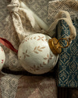 Hand-Painted Baubles with Velvet Ribbon - Taupe