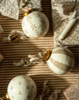 Hand-Painted Baubles with Velvet Ribbon - Taupe