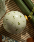 Hand-Painted Baubles with Velvet Ribbon - Green