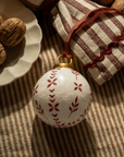 Hand-Painted Baubles with Velvet Ribbon - Red