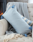 Cotton Herringbone Breakfast Cushion Blue 60 x 30cm