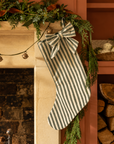 The Bow Stocking - Stripe in Pine Green
